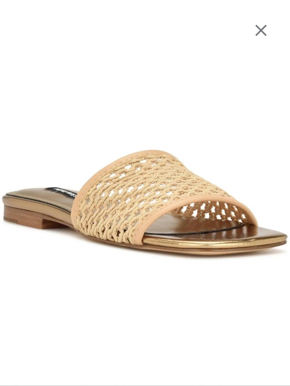 Nine West Mends Slide Sandals. Sz 10.  Tan/Gold
